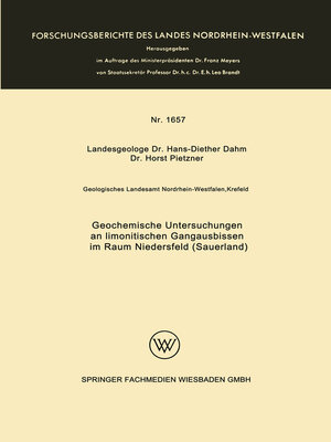 cover image of Geochemische Untersuchungen an limonitischen Gangausbissen im Raum Niedersfeld (Sauerland)